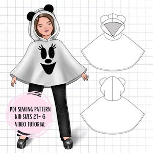 PDF Kids Poncho Sewing Pattern Halloween Mouse Costume image 1