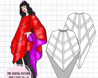 PDF Adult Spiderweb Poncho Sewing Pattern Sizes XS-XL