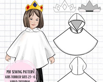 PDF King Ghost Poncho & Crown Sewing Pattern Kids Sizes 2T-6