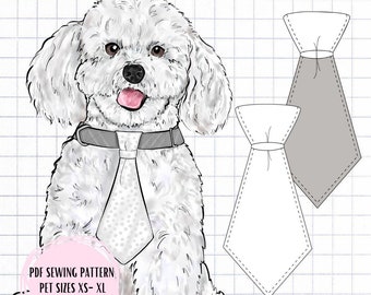 PDF Dog Collar Necktie Sewing Pattern Sizes XS-XL