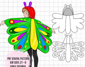 PDF Butterfly Bug Cape Sewing Pattern Kids Sizes 2T-6
