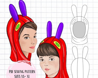 PDF Caterpillar Bug Hat Sewing Pattern Sizes XS-XL