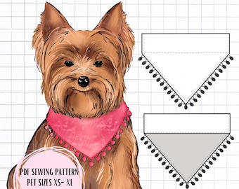 PDF Dog Collar Bandana Sewing Pattern Sizes XS-XL