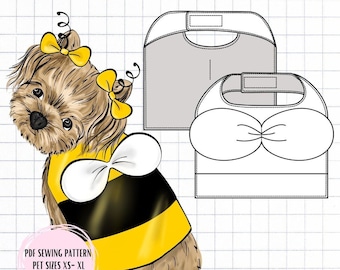 PDF Bee Dog Bandana Sewing Pattern Sizes XS-XL - Halloween Costume - Bumblebee