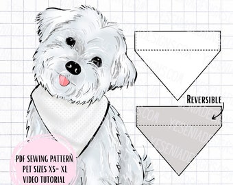 PDF Reversible Dog Collar Bandana Sewing Pattern Sizes XS-XL