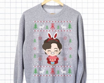 Kpop Christmas Ugly Sweater - V - Kim Tae-hyung - Snow Flower - army