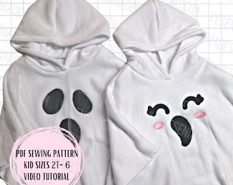 PDF Kids Surprised Ghost Poncho Sewing Pattern Kids Sizes 2T-6