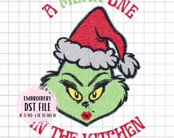 DST Embroidery File - Christmas Mrs. Mean One Lashes Mean one in the kitchen