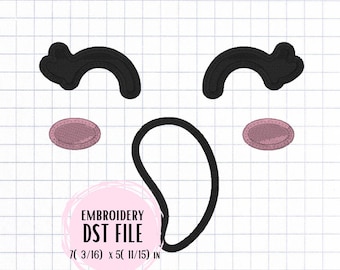 DST Embroidery Applique File - Surprised Lashes Ghost Face Halloween