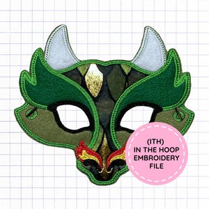In the Hoop Mask (ITH) DST/PES Embroidery File - Halloween Dragon Mask Dressup costume