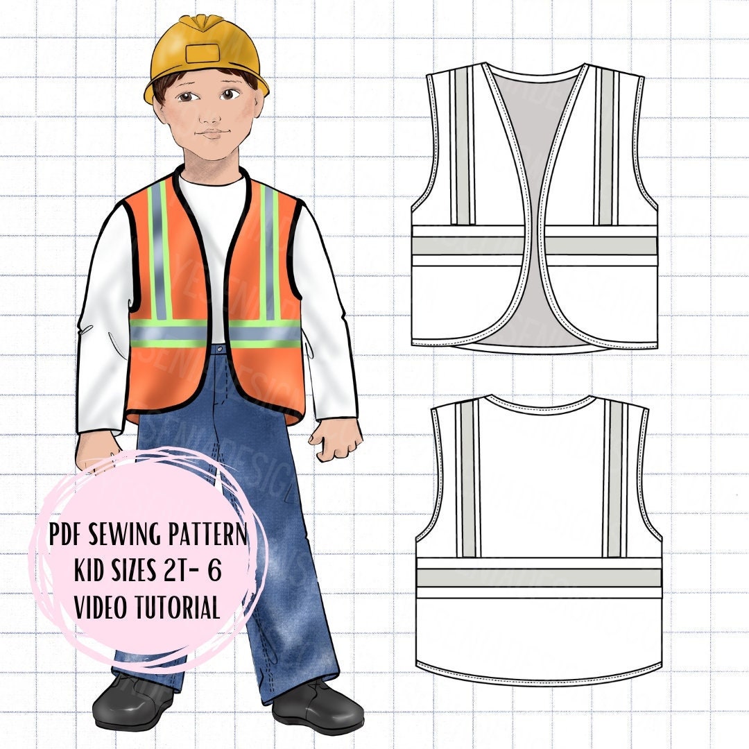 PDF Kids Construction Vest Sewing Pattern Halloween Costume Etsy