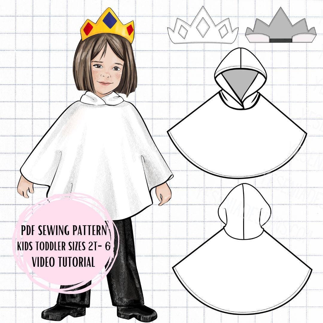 King Ghost Poncho & Crown PDF Sewing Pattern Kids Toddler Sizes 2T-6 Halloween Costume - Etsy king-ghost-poncho-crown-pdf-sewing-pattern-kids-toddler-sizes-2t-6-halloween-costume-etsy
