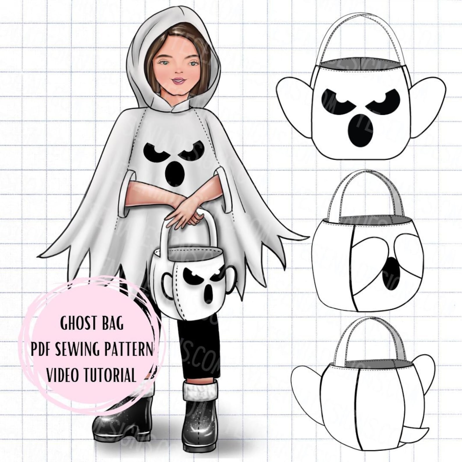 PDF Ghost Bag Sewing Pattern Halloween Treat Bag - Etsy