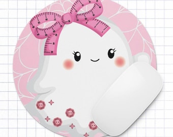 Sewphie Boo Pink Spiderweb Round Mouse Pad