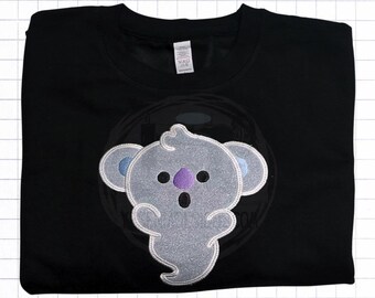 Kpop RM - army - Ghost - fan forever  - Embroidered glitter crewneck sweater Halloween ghost ghostie boo