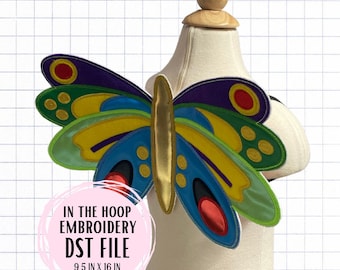 In the Hoop Wings (ITH) DST Embroidery File - Halloween Caterpillar Bug Butterfly Dressup wings costume