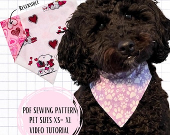 PDF Reversible Dog Collar Bandana Sewing Pattern Sizes XS-XL