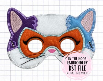 In the Hoop Mask (ITH) DST/PES Embroidery File - Halloween Kitty Hero Mask