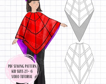 PDF Kids Spiderweb Poncho Sewing Pattern Kids Sizes 2T-6