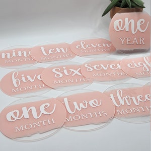 Baby Monthly Milestones, 12 month set, Acrylic Milestone Discs, Newborn Photo Props, Baby Shower Gift, Keepsakes, Milestone Plates