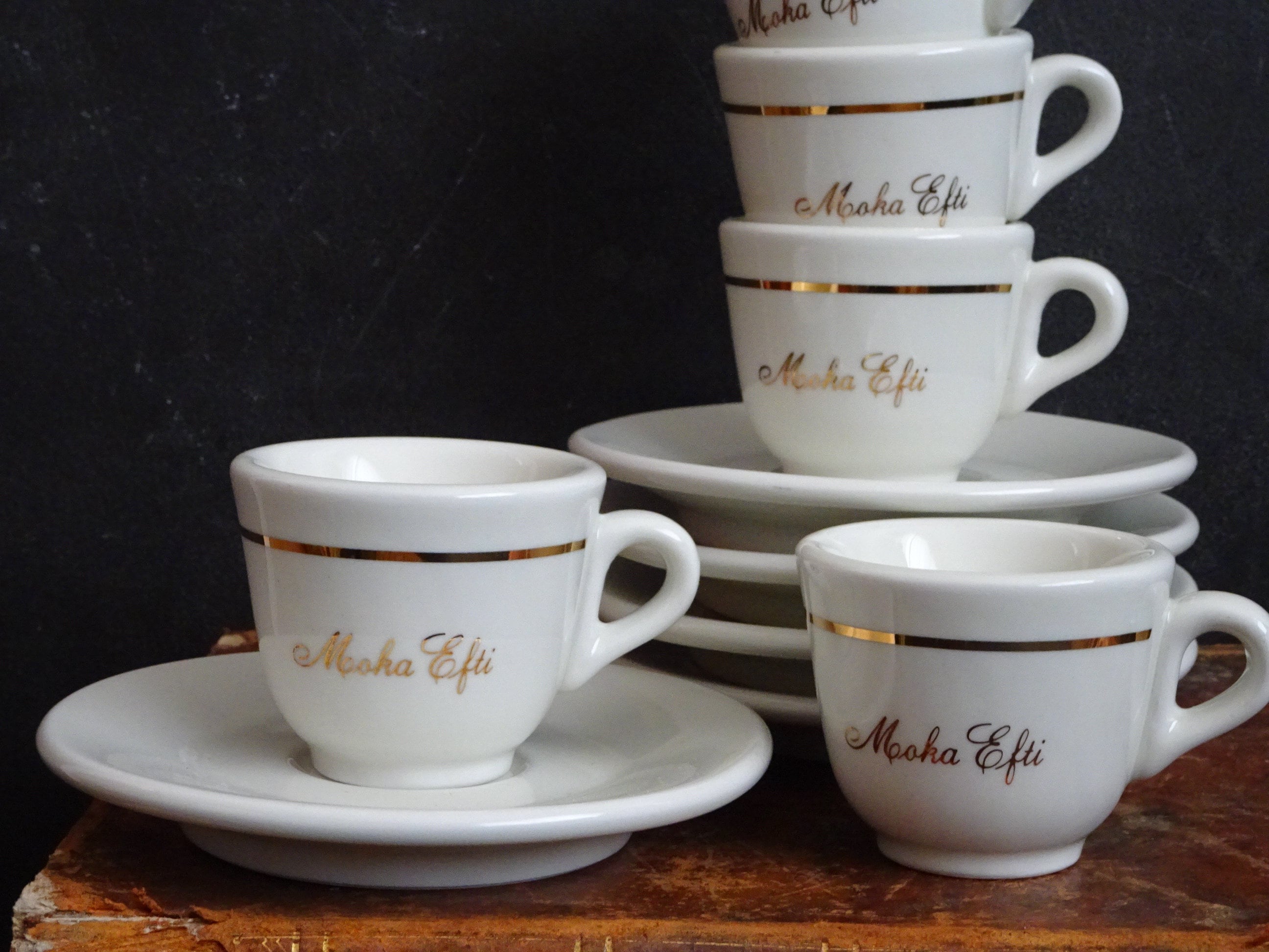 Vintage Thick Bar Espresso Coffee Cups. Italian Cup Set