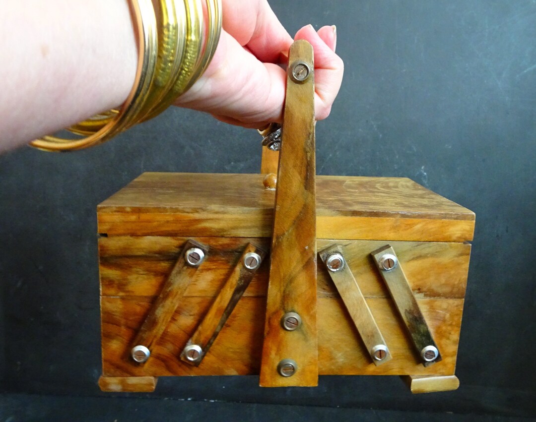 Little Vintage Accordion Jewelry Box. Storage Box. Accordion Caddy Etsy