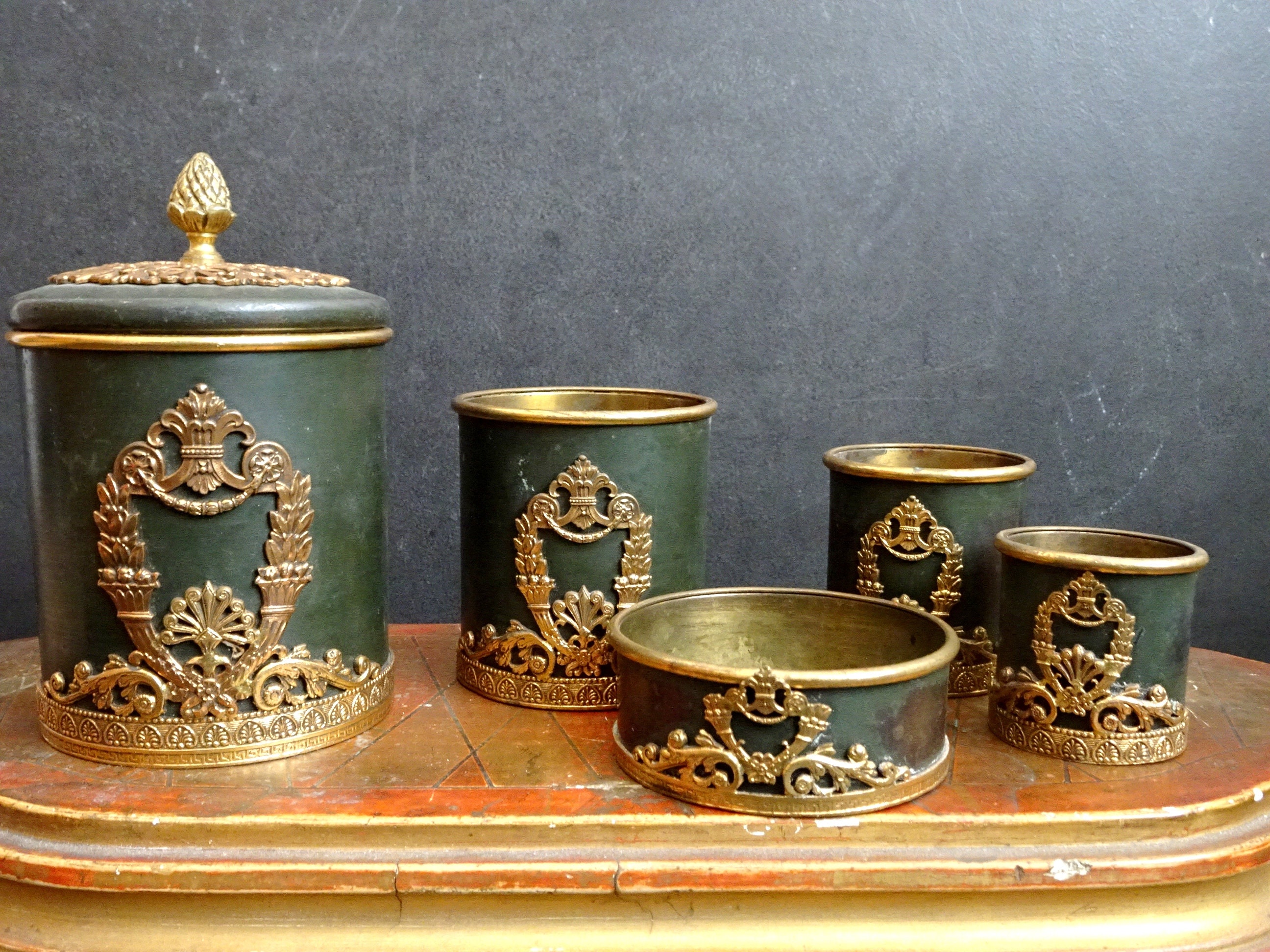 Desk Set Accessories. Vintage Desk Organizer. Empire Style