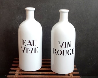 Red Wine and Water ceramic bottles. Charolles Ceramic