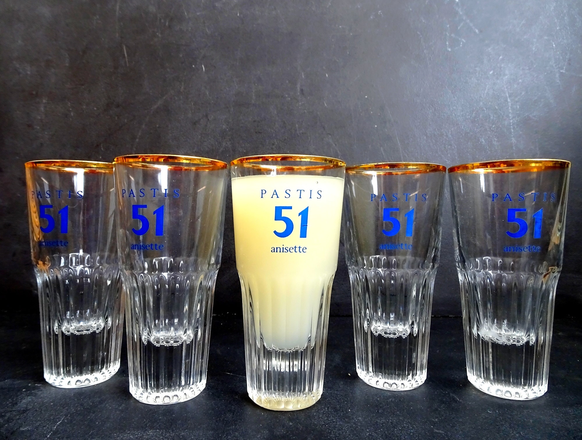 French Vintage 6 Pastis 51 Anisette Drink Glasses - Etsy France