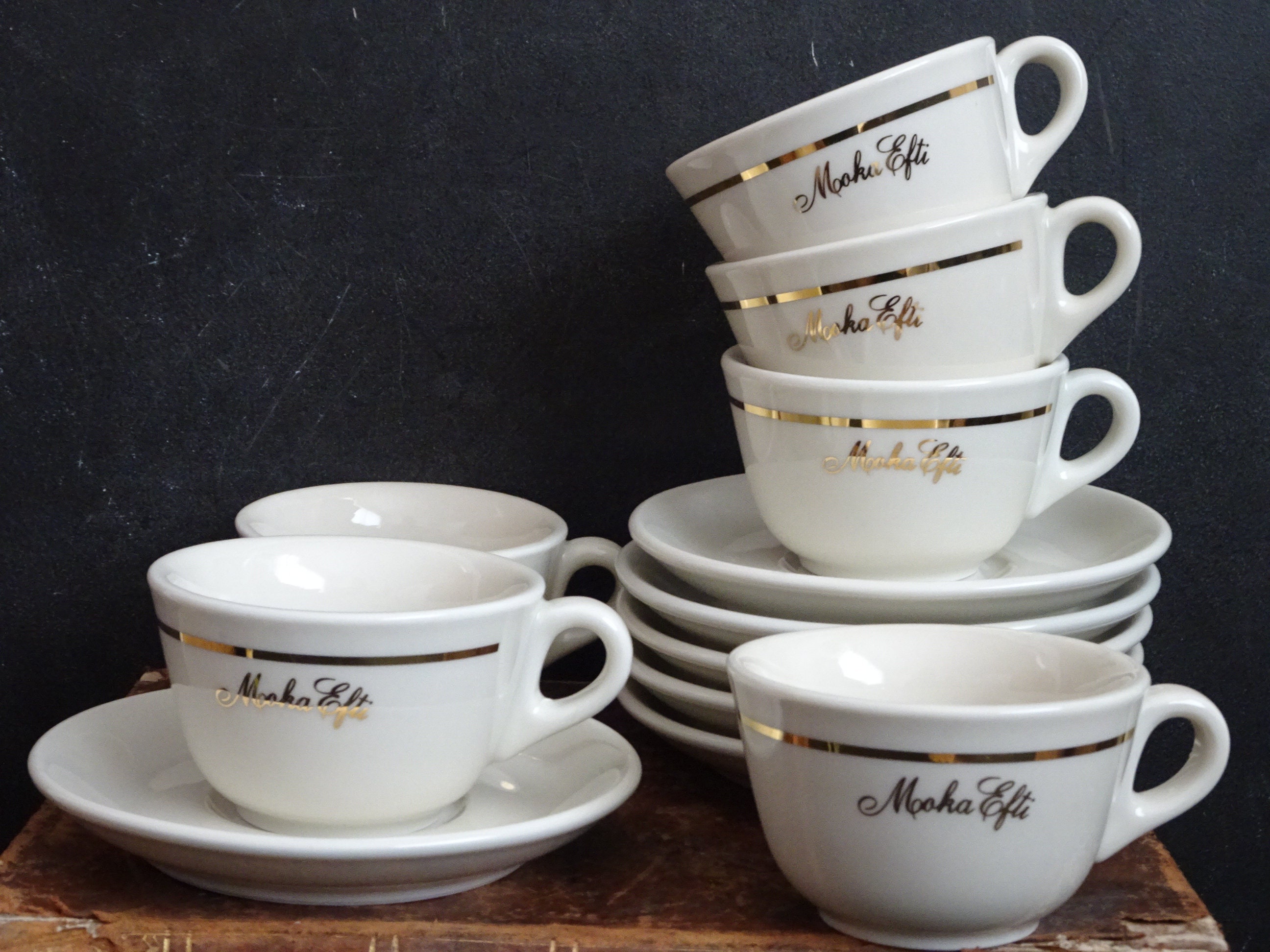 Vintage Thick Bar Cappuccino Coffee Cups. Italian Cup Set