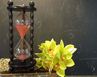 11" 28 cm Large Sand Hourglass Timer. Vintage Glass Egg Timer. Sand Timer 1950s
