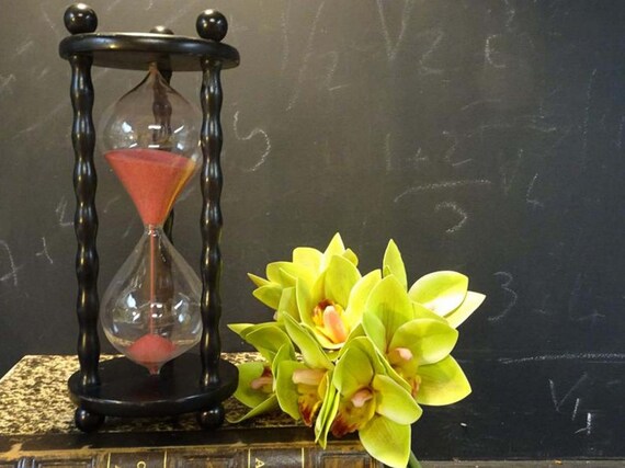 11" 28 cm Large Sand Hourglass Timer. Vintage Glass Egg Timer. Sand Timer 1950s