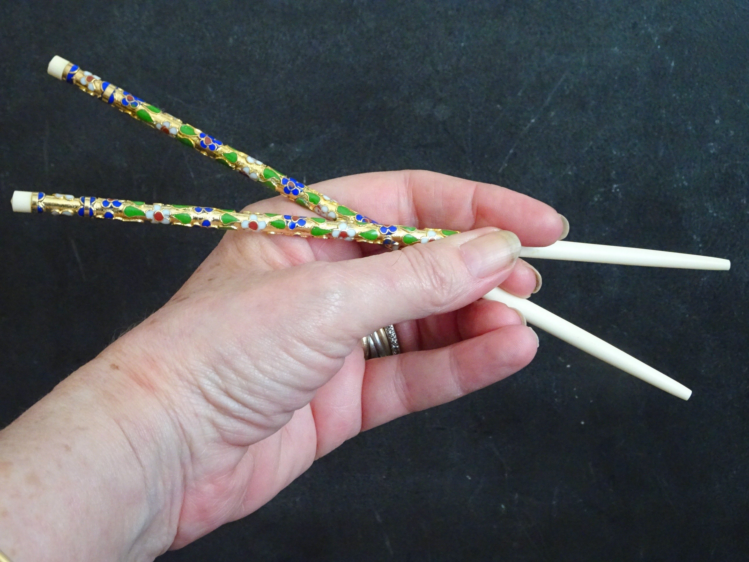 4 Vintage Chinese Cloisonne Chopsticks