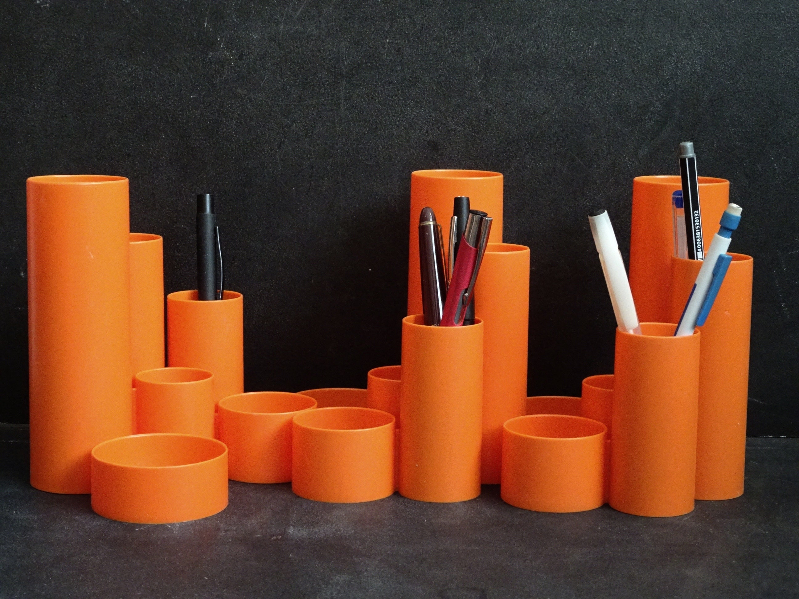 Orange Desk Organizer. 1970S Penrex Design. Space Age