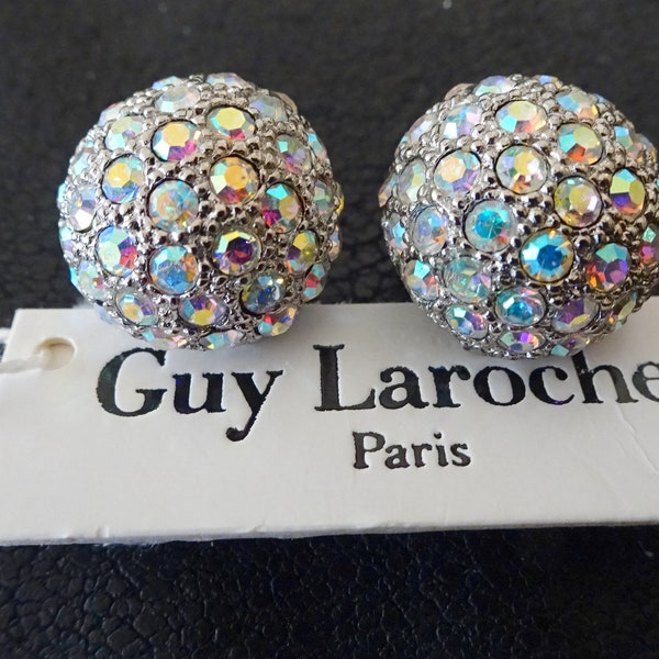 GUY LAROCHE Sparkly Round clip-on earrings.