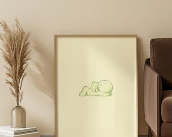 Smiski Sunbathing Art Print | Aesthetic Home Decor (Digital Download)
