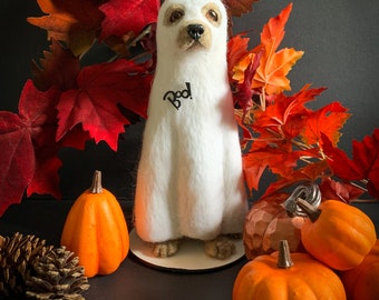 Ghost Sculpture - Needle Felted Ghost - Ghost Dog - Halloween dog -  Funny ghost - Halloween Doll - Ghost - cute dog Sculpture