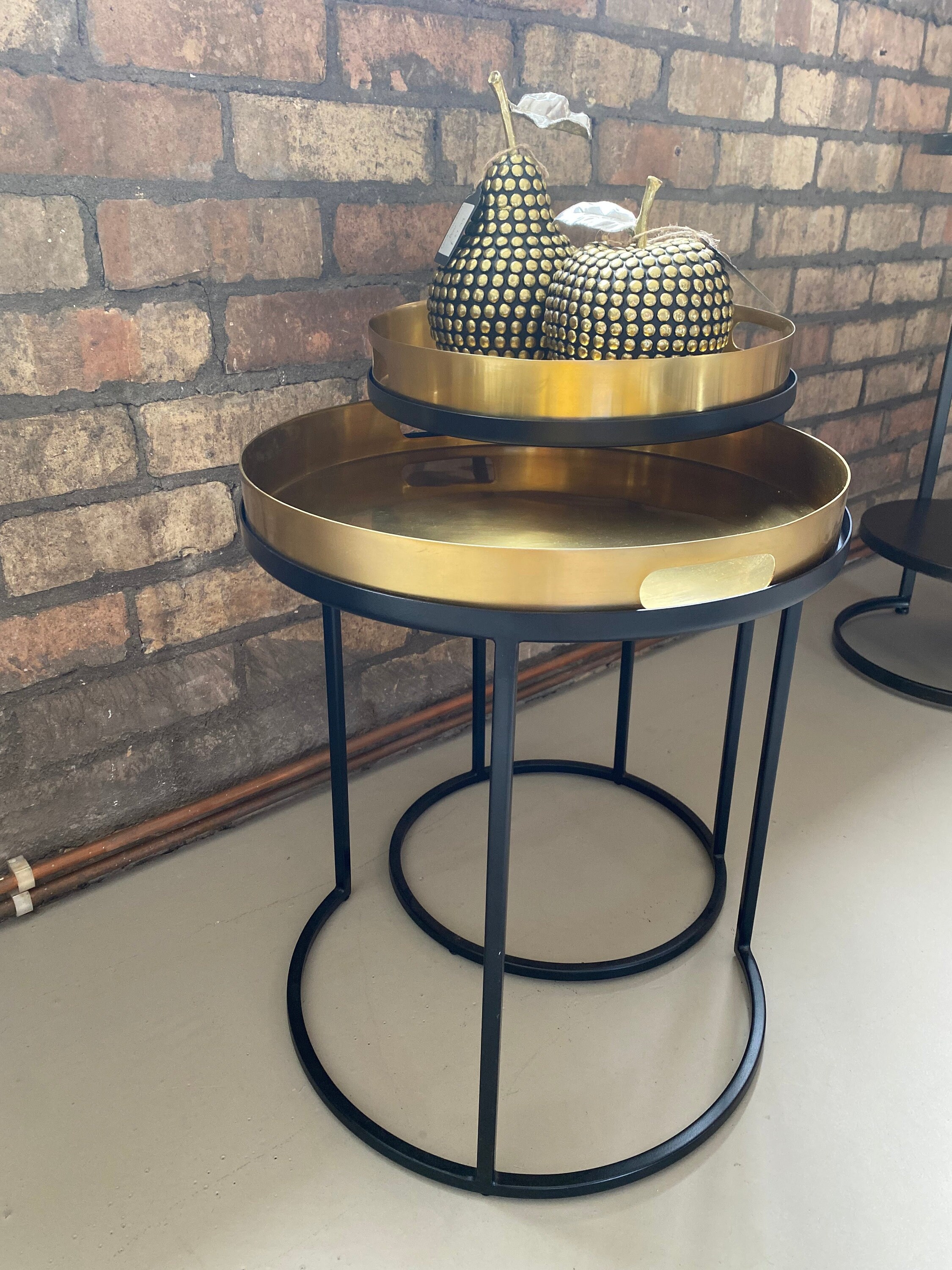 Set of 2 Brass & Black Metal Tray Tables. Etsy UK