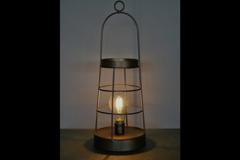 Bronze Metal Cage Lantern / Table Lamp Etsy UK