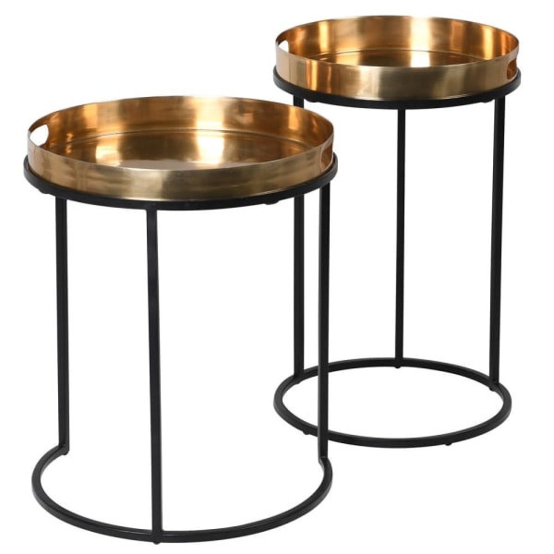 Set of 2 Brass & Black Metal Tray Tables. Etsy UK