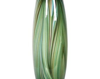 Waves of Green Tall Glass Vase