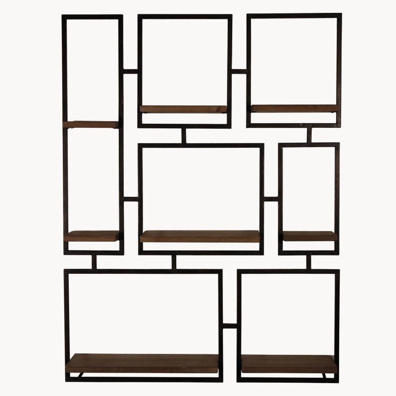 Geometric Wood & Metal Wall Shelving Unit Etsy UK