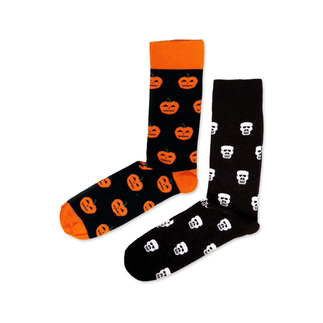 Gift Sock 2 Pairs Scary Pumpkin Print Funny Socks Gift Sock Etsy