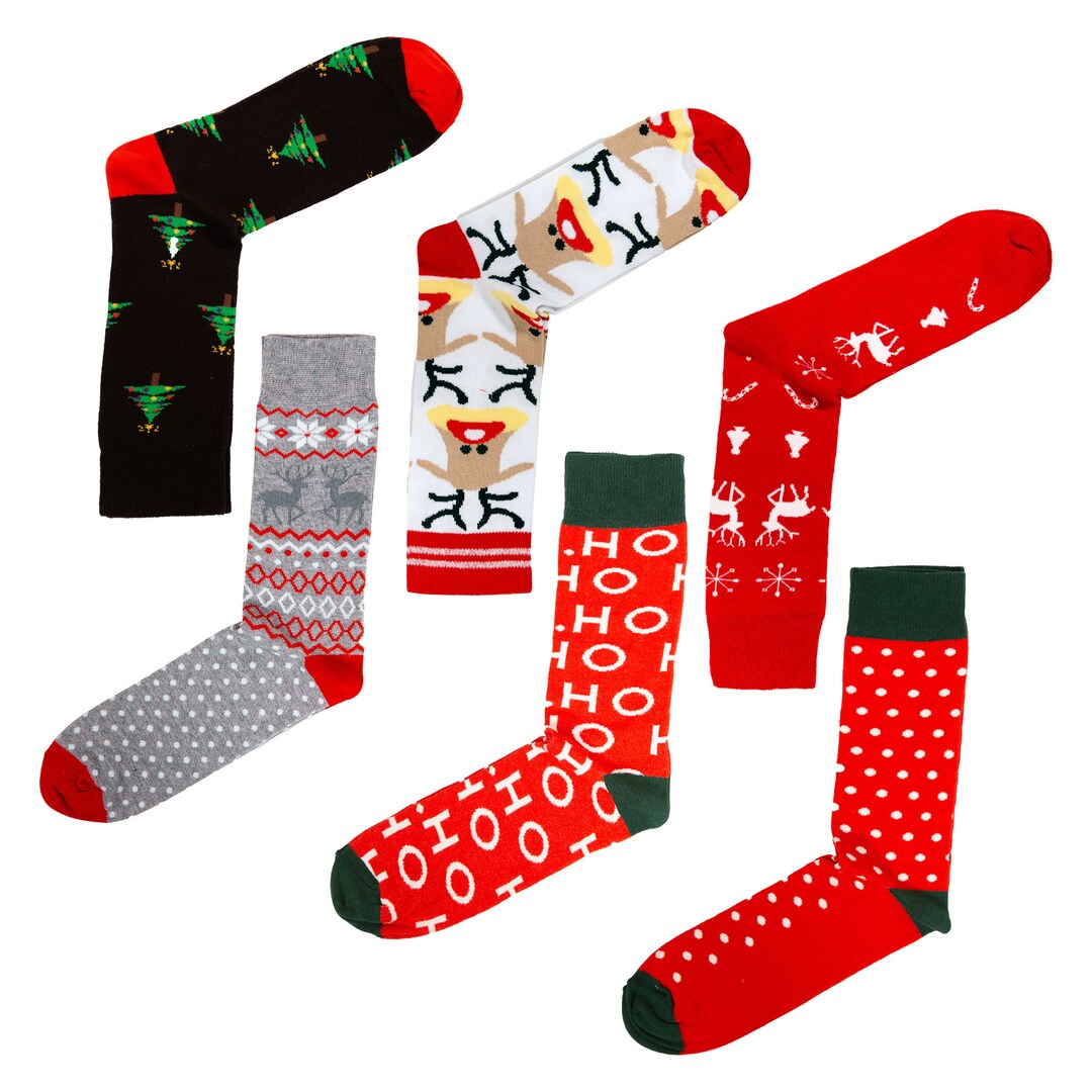 Christmas Socks Secret Santa Gift Box 6 Pairs Gift for Family, Unisex