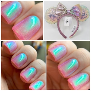 Awe-Idescent - 50th Magic Collection Pink Iridescent Jelly green, blue shifting Shimmer Nail Polish vegan