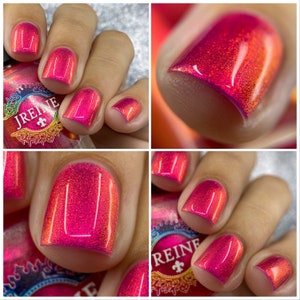 Reef Queen - Hot bright jelly Pink orange, gold shifting Shimmer Nail Polish vegan