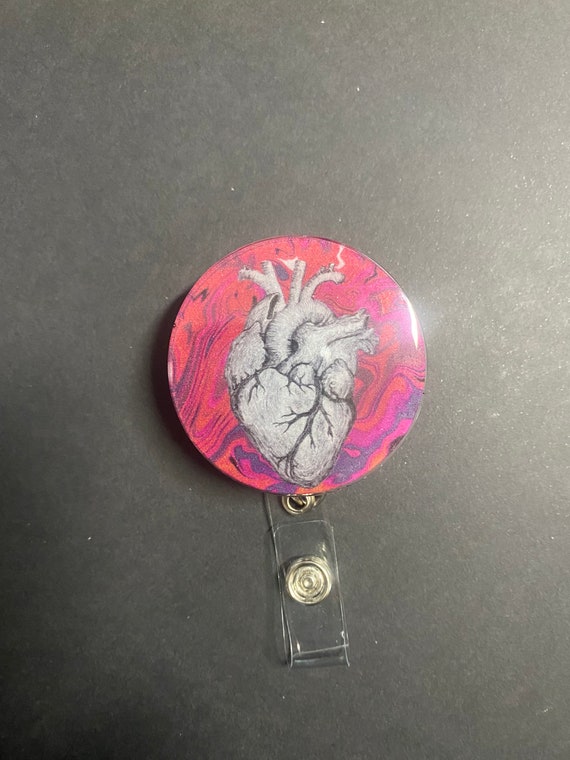 Anatomical Heart Badge Reel. Cute Healthcare or Other Badge Reel