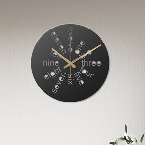 Minimalist Metal Wall Clock, Modern Silent Black Metal Wall Clock, Geometric Clock, Metal Wall Art, Home Decor, Office Gift, Horloge Murale