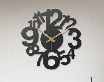 Modern Metal Wall Clock, Silent Roman Numeral Clock