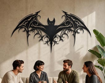 Gothic Fledermaus Wohnkultur, Gruselige Metall Wand Kunst, Majestätisch großes Schild